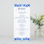 Menu Mariage Motif marocain bleu et blanc (Debout devant)