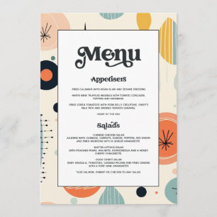 Menu Mariage Motif Rétro Vintage Typographie Gras