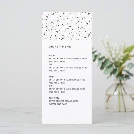 Menu Mariage Motif Terrazzo moderne (Debout devant)