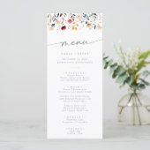 Menu Mariage Multicolore Sauvage et Fantaisiste Boho (Debout devant)