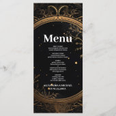 Menu Mariage mystique céleste noir et or (Devant)