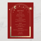 Menu Mariage mystique Red Gold Sun Moon Stars (Devant)
