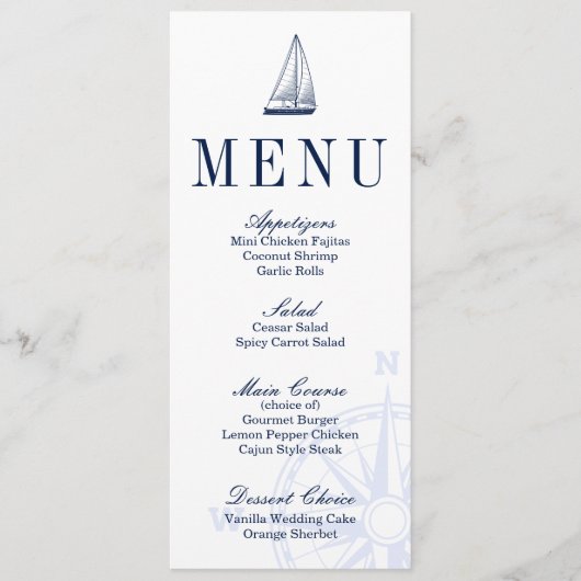 Menu Mariage Nautical Sailboat (Devant)