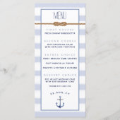Menu Mariage Nautique à Rayures Bleues et Blanches ♾ Nœ (Devant)