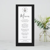 Menu Mariage nautique Ancre florale noir et blanc (Debout devant)