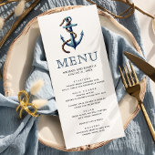 Menu Mariage nautique corde d'ancre bleu marine rustiqu