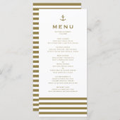 Menu Mariage nautique d'Ancre moderne or et blanc (Devant / Derrière)