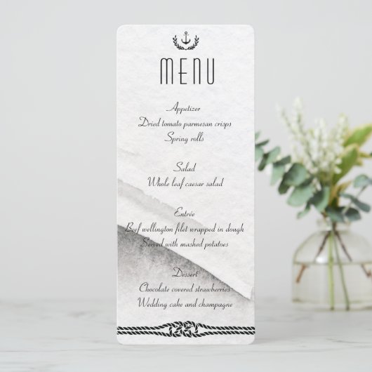 Menu Mariage Nautique Gris Et Blanc (Debout devant)