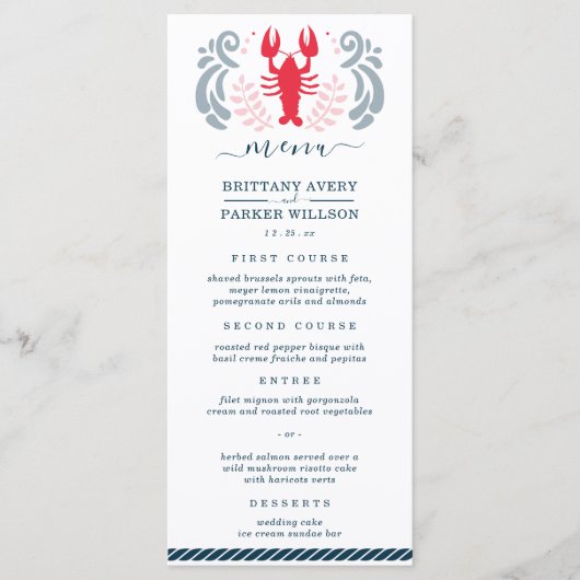 Menu Mariage nautique moderne (Devant)
