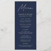 Menu Mariage Naval Moderne en écriture cursive (Devant)