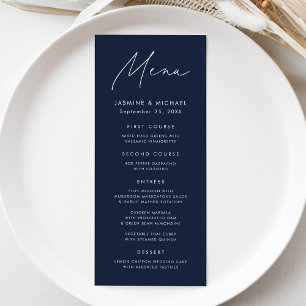 Menu Mariage Naval Moderne en écriture cursive