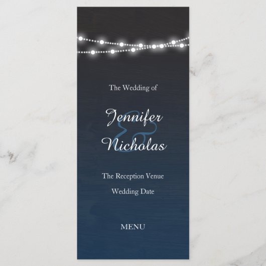 Menu Mariage Night Lights Marine Blue Ombre (Devant)