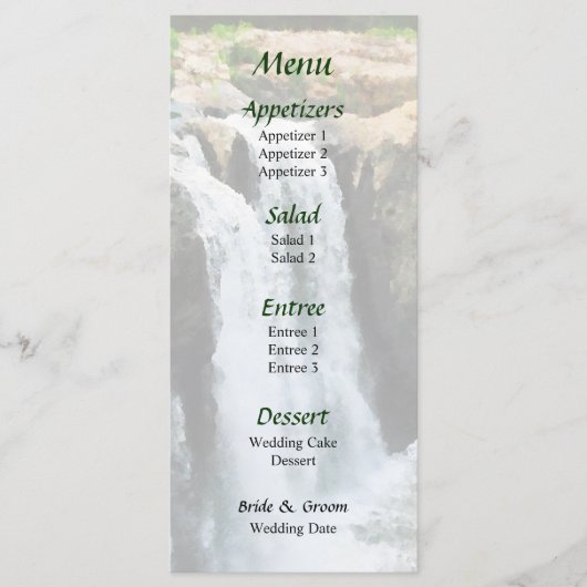 Menu Mariage NJ Paterson Waterfall (Devant)
