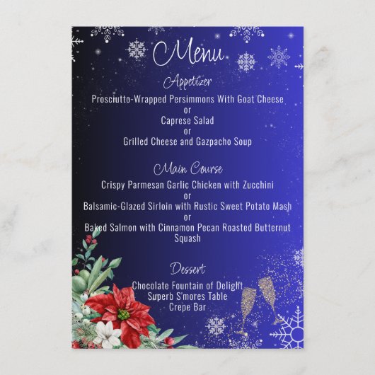 Menu Mariage Noël 4,5 po x 6,25 po (Devant)