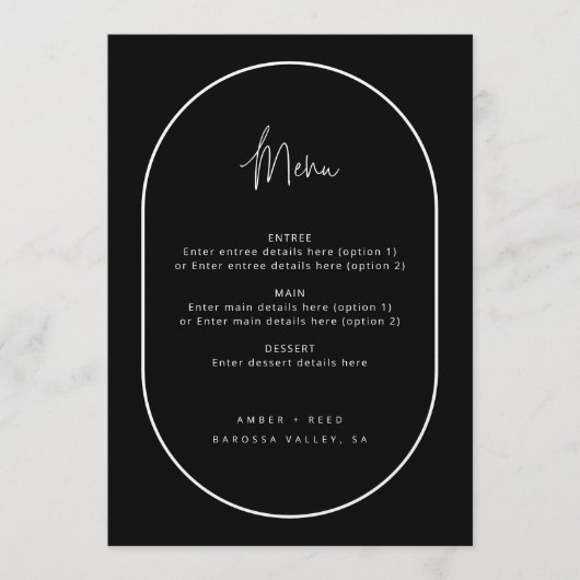 Menu Mariage noir à double arc (Devant)