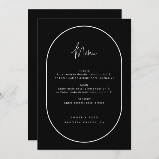 Menu Mariage noir à double arc (Devant / Derrière)