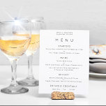 Menu Mariage noir blanc de texte simple Budget<br><div class="desc">VEUILLEZ NOTER qu'il y a UN menu par feuille. Menu Mariage noir simple texte. Un prix économique PETIT 4, 5 po x 5, 6 po alternatif. Disponible dans un STOCK CARD SEMI-GLOSS 110 lb qui est l'option par défaut (plus épais pour les invitations, d'une épaisseur similaire à une carte postale),...</div>