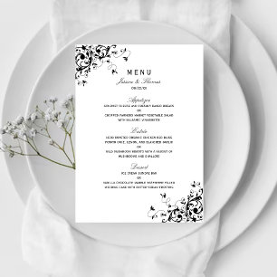 Menu Mariage noir & blanc Élégant