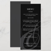 Menu Mariage noir blanc et noir de script moderne (Devant / Derrière)