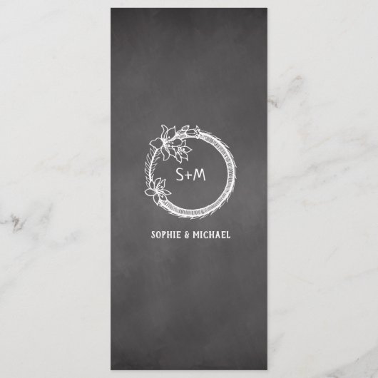 Menu mariage Noir Blanc Lumières (Dos)