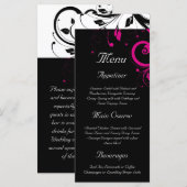 Menu Mariage noir + blanc Magenta Reverse (Devant / Derrière)