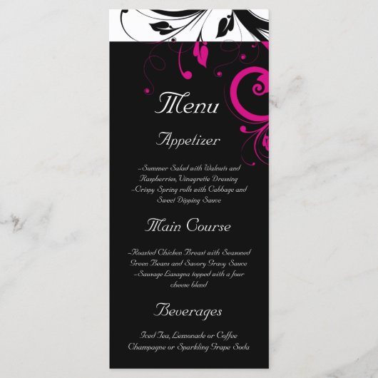 Menu Mariage noir + blanc Magenta Reverse (Devant)