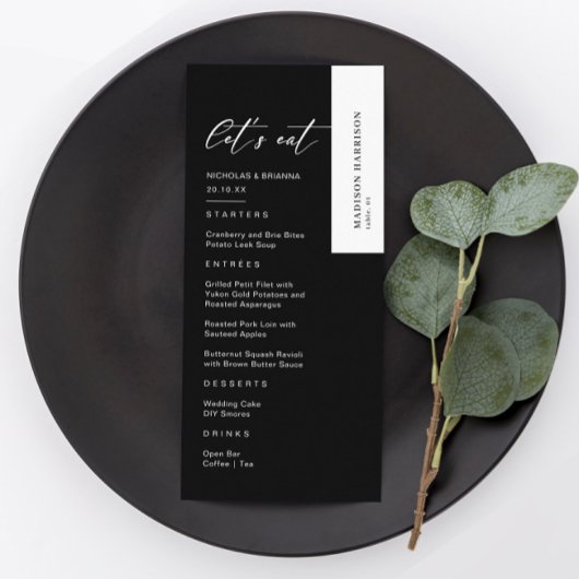 Menu Mariage Noir Chic