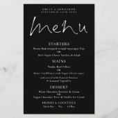 Menu Mariage noir de script blanc à budget élégant (Devant)