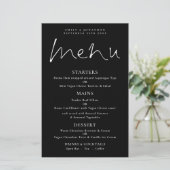 Menu Mariage noir de script blanc à budget élégant (Debout devant)