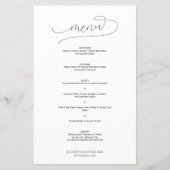 Menu Mariage noir et blanc à script minimal simple (Devant)