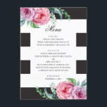 Menu Mariage noir et blanc. Aquarelle rose floral<br><div class="desc">Menu mariage de saumon noir et blanc avec fleurs roses d'aquarelle. Convient pour l'anniversaire,  l'anniversaire et toute autre fête. Veuillez me contacter si vous avez besoin d'autres articles.</div>