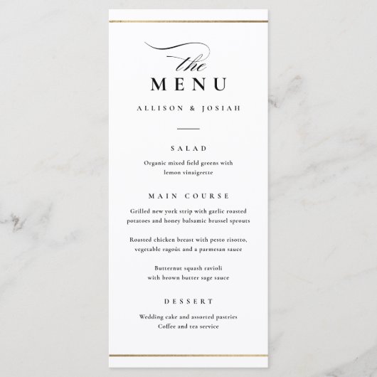 Menu Mariage noir et blanc classique (Devant)