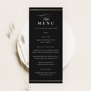 Menu Mariage noir et blanc classique