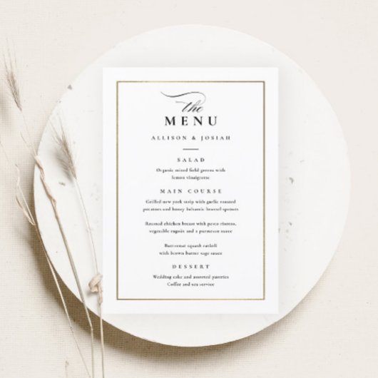 Menu Mariage noir et blanc classique
