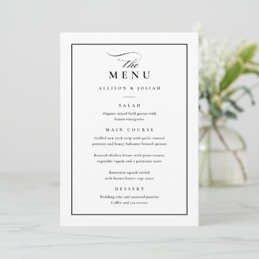 Menu Mariage noir et blanc classique (Debout devant)
