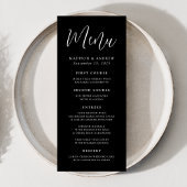 Menu Mariage noir et blanc de script simple