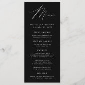 Menu Mariage noir et blanc éclaboussé d'élégance modern (Devant)