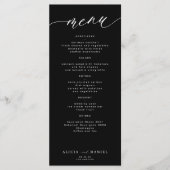 Menu Mariage noir et blanc écriture moderne (Devant)