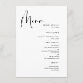 Menu Mariage noir et blanc élégant et moderne (Devant)