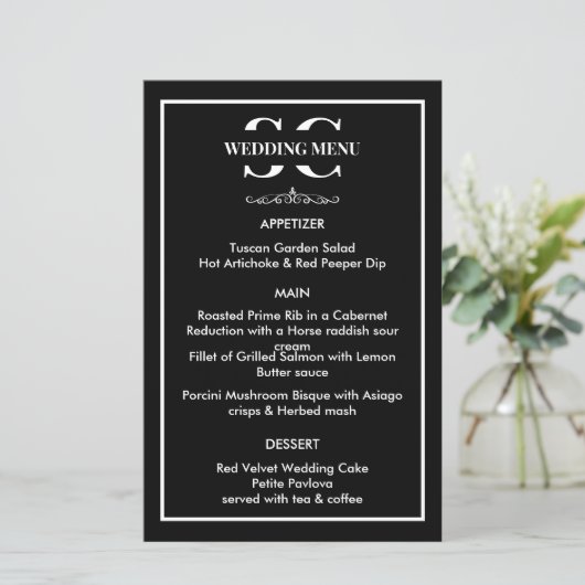 Menu Mariage noir et blanc intemporel (Debout devant)