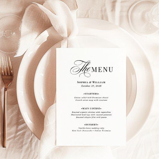 Menu Mariage Noir et Blanc | Luxe Classique