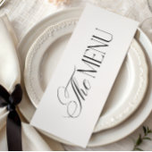 Menu Mariage Noir et Blanc Luxe Script Éternel