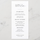 Menu Mariage Noir et Blanc Luxe Script Éternel (Dos)