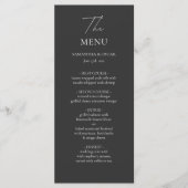 Menu Mariage noir et blanc minimaliste (Devant)