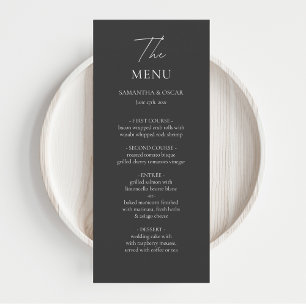 Menu Mariage noir et blanc minimaliste