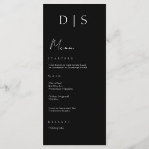 Menu Mariage noir et blanc minimaliste