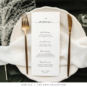 Menu Mariage noir et blanc minimaliste et chic