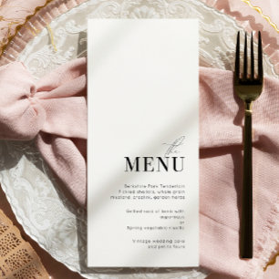 Menu Mariage noir et blanc minimaliste et élégant