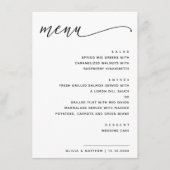 Menu Mariage noir et blanc minimaliste | Script moderne (Devant)