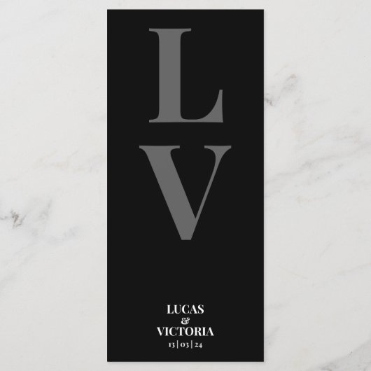 Menu Mariage noir et blanc moderne (Dos)